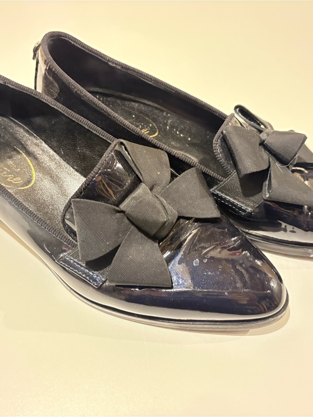 Browns Couture Patent Leather Bow-Trim Slip-On Flats for Women